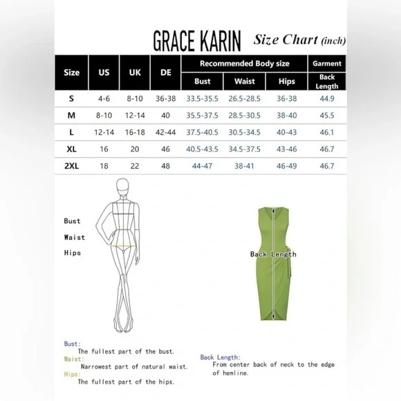 GRACE KARIN Women's Casual Knit Dress Sleeveless Summer V Neck Tie Waist Ribbed - Picture 5 of 8